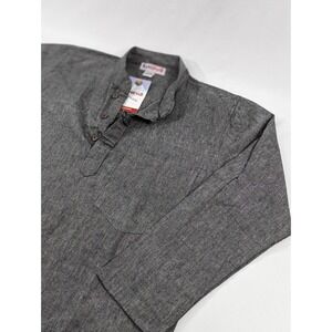 VTG Dead stock EzHiPpiE Hemp Band Collar Shirt Heathered Gray Made In Napal Med